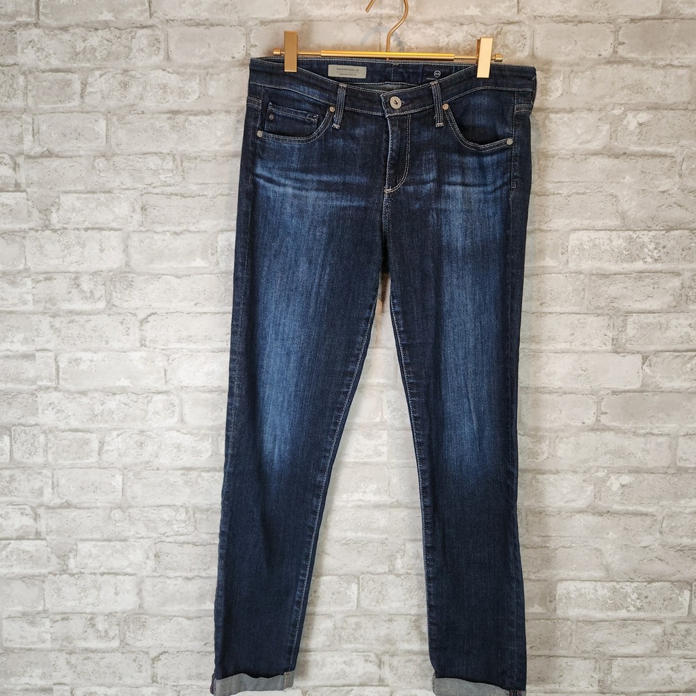 AG Jeans Cigarette Roll-Up Dark Wash Low Rise Skinny Denim Size 28